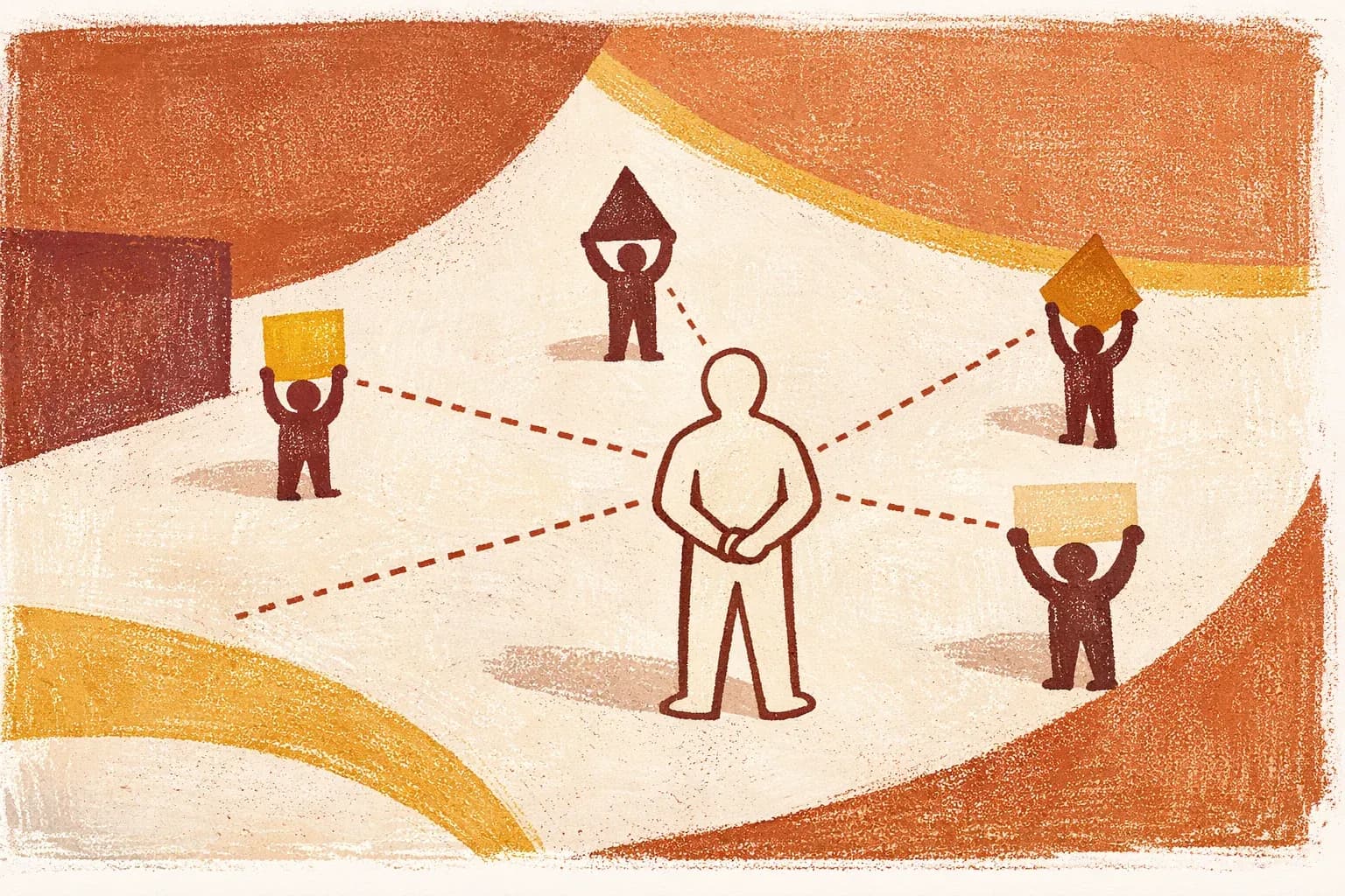 Editorial illustration for "Delegate judgement, not work" — Marga Haus Perspectives