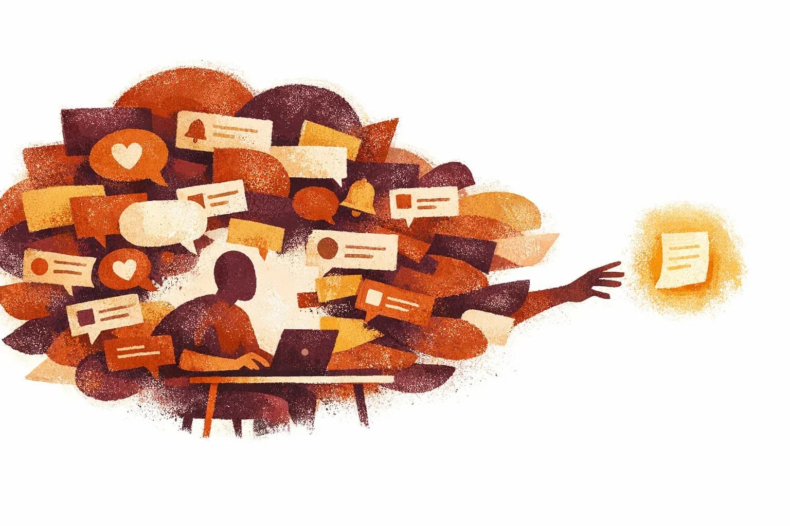 Editorial illustration for "Distraction has a CRM — it's called LinkedIn" — Marga Haus Perspectives