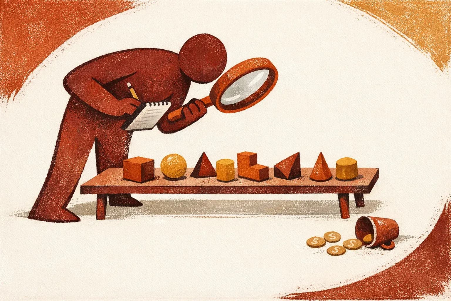 Editorial illustration for "The first ten customers are research, not revenue" — Marga Haus Perspectives