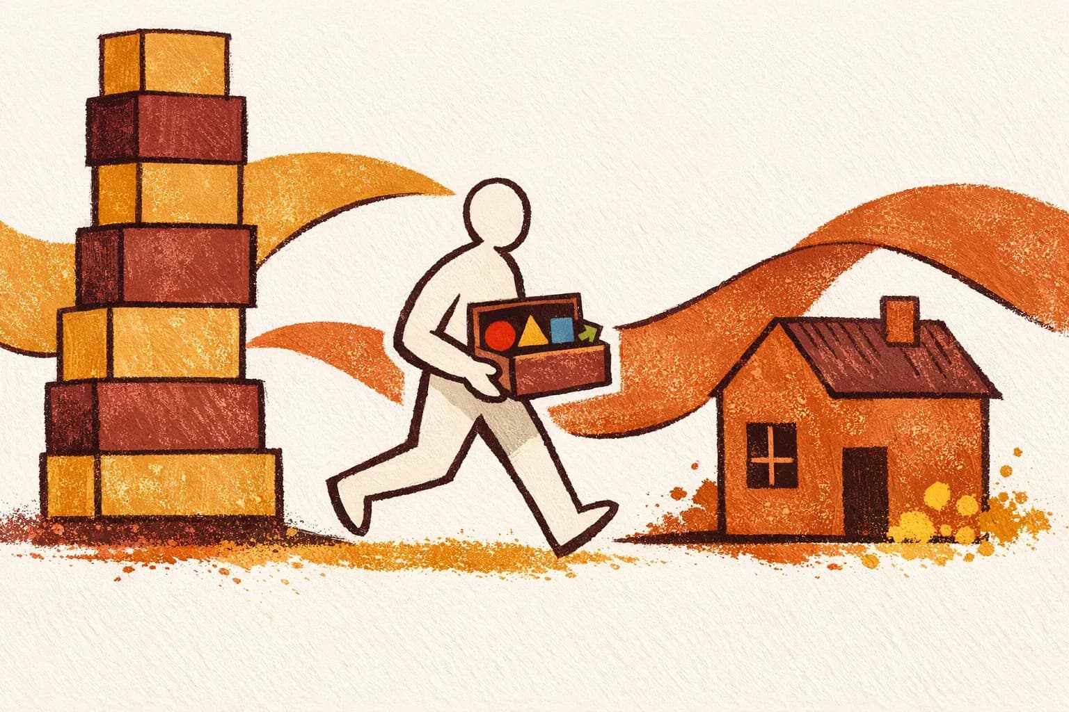 Editorial illustration for "What big-company shipping taught me about startups" — Marga Haus Perspectives