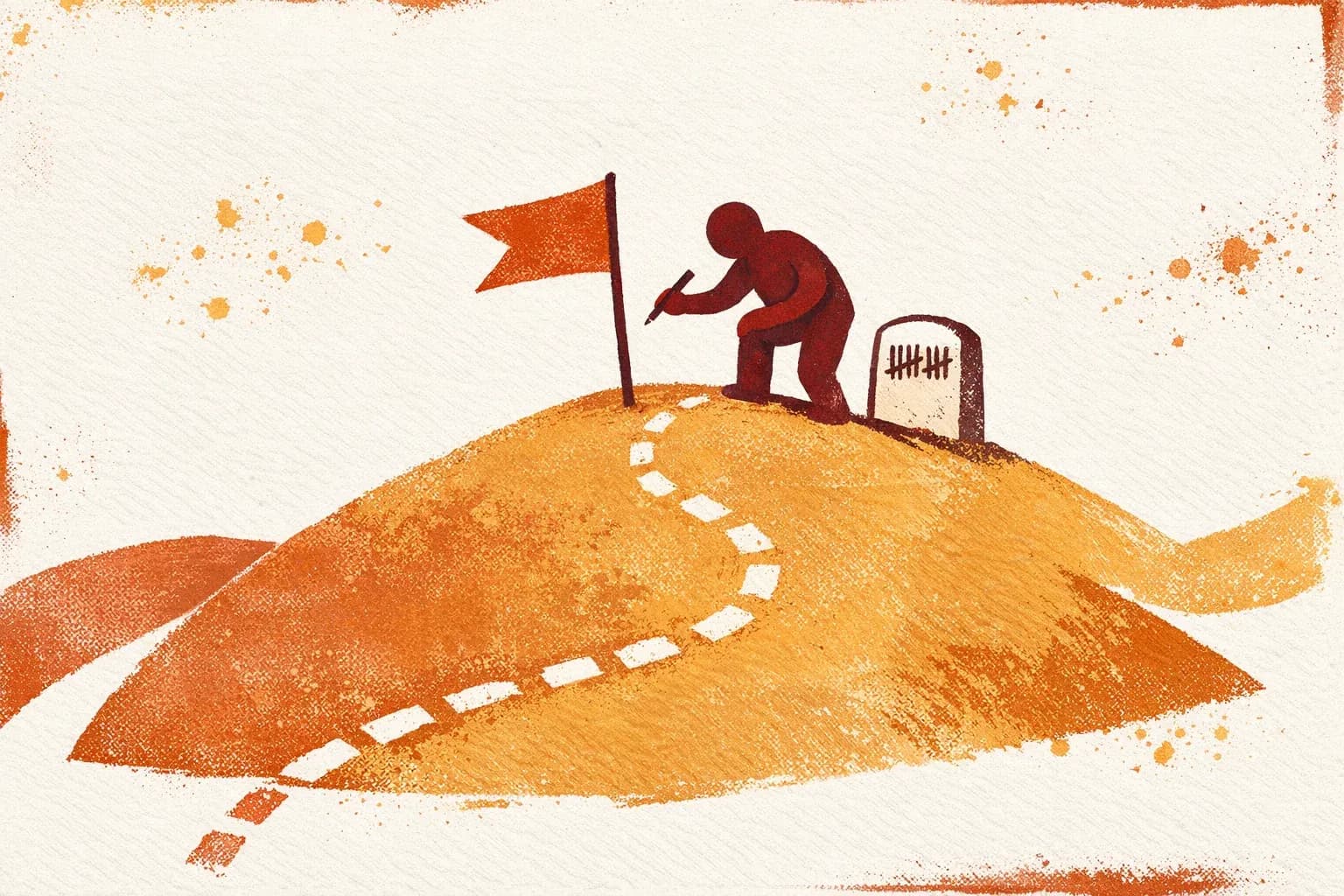 Editorial illustration for "Write the kill criteria before you launch" — Marga Haus Perspectives